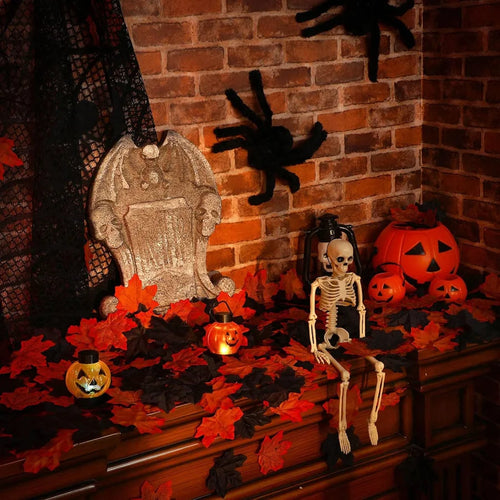 lot de 50 feuilles d'érable artificielles pour décorations d'automne - vue 4 sur 11