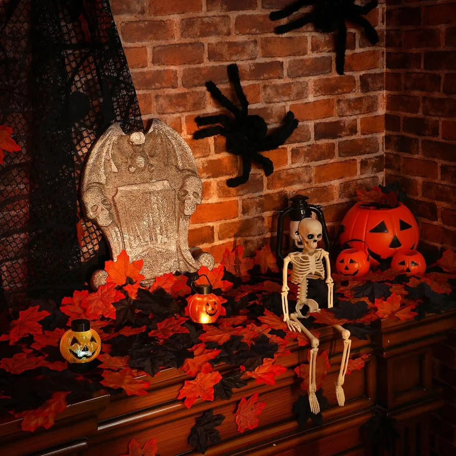 lot de 50 feuilles d'érable artificielles pour décorations d'automne - vue 4 sur 11