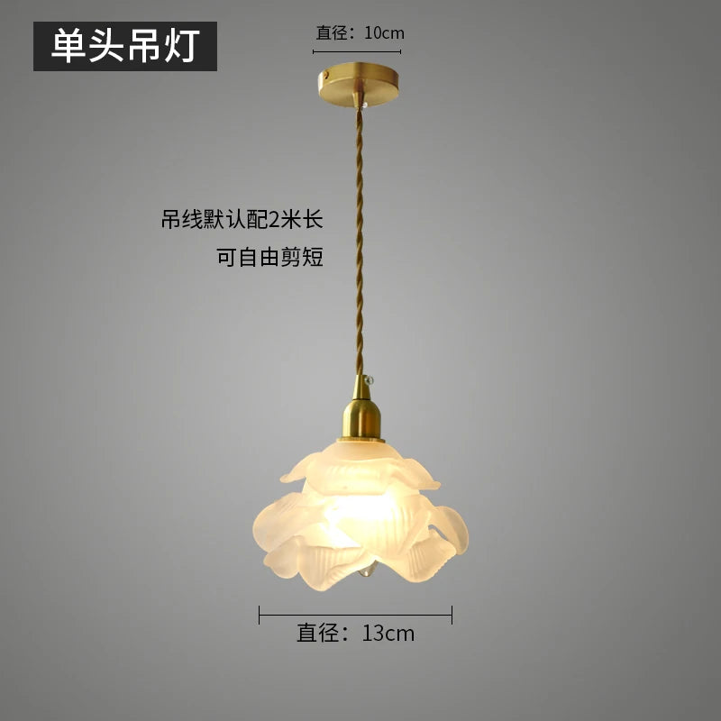 suspension rétro à pétales en laiton et verre pour décoration intérieure - vue 9 sur 10