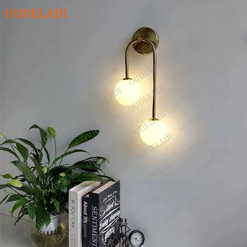 applique murale led boule verre intérieure moderne - vue 5 sur 10