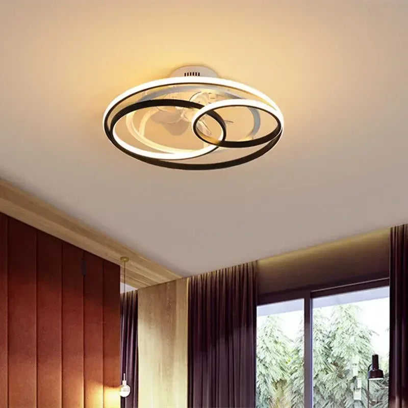 plafonnier led nordique pour ventilateur avec télécommande et lumière - vue 3 sur 6