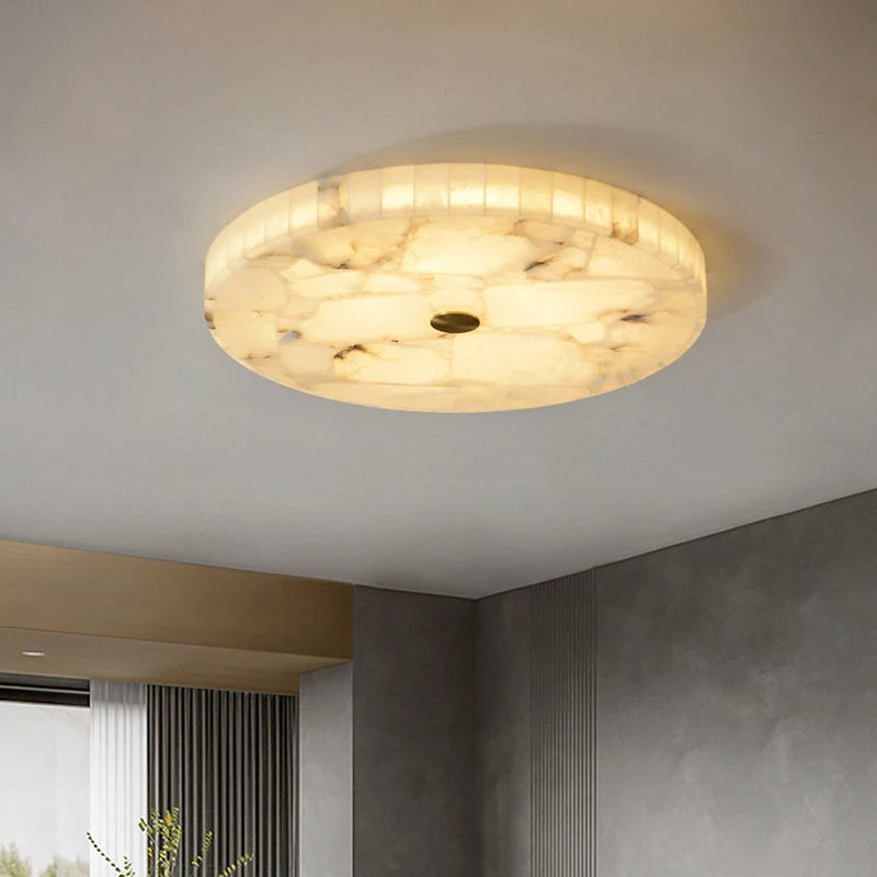 plafonnier led circulaire en marbre texture naturelle style européen - vue 5 sur 7