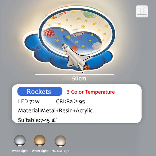 lustre astronaute forme nuage led variateur télécommande protection yeux - vue 11 sur 11