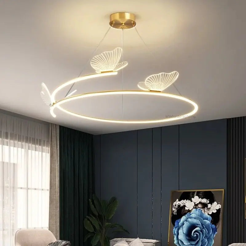 Lustre design LED rond en forme de papillon