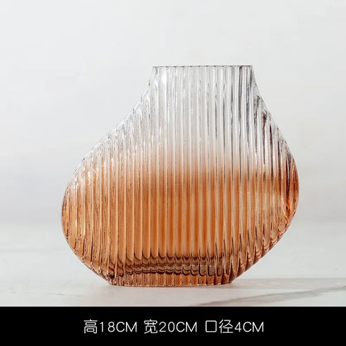 vase en verre soufflé à rayures pour décoration florale créative