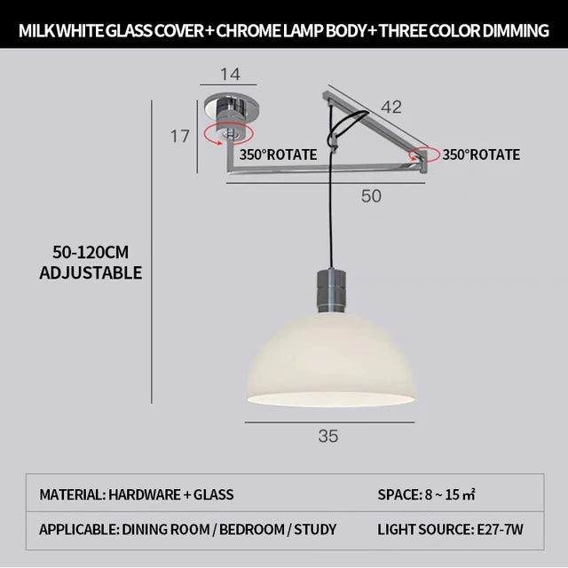 lustre pliable moderne nordique design télescopique pour intérieur contemporain - vue 11 sur 14