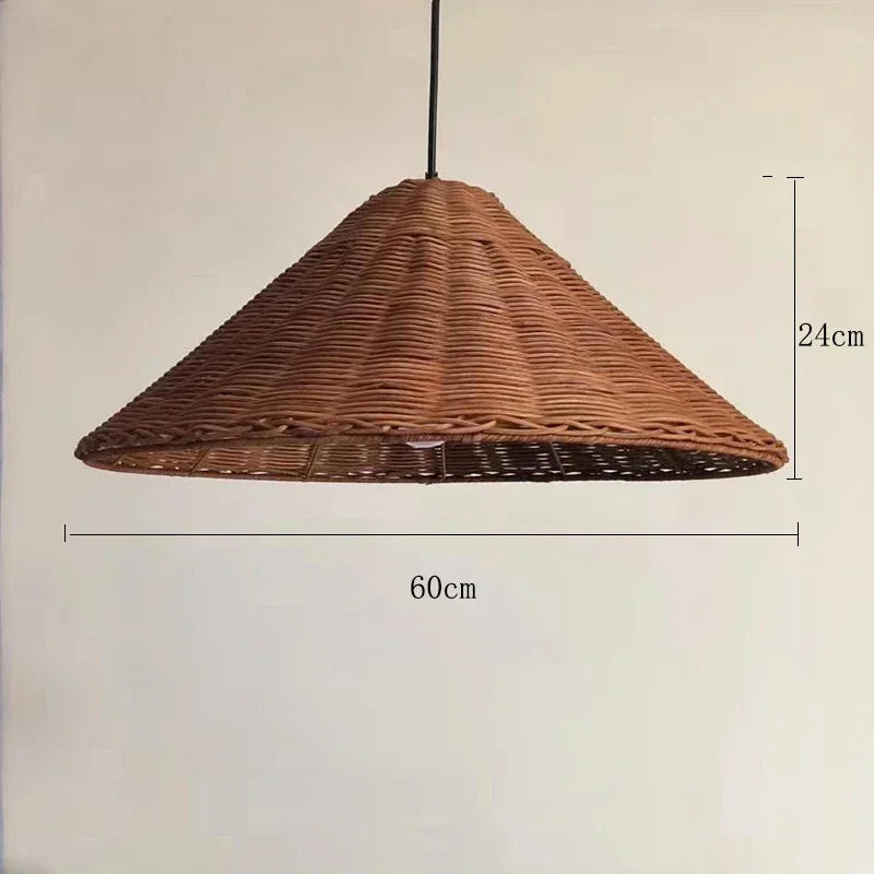 suspension vintage en rotin fait main pour éclairage intérieur - vue 9 sur 16