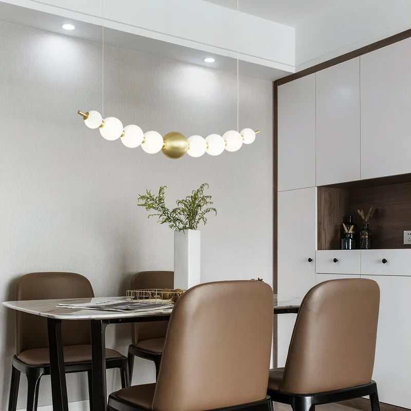 suspension led ronde en laiton cuivre et aluminium décorative