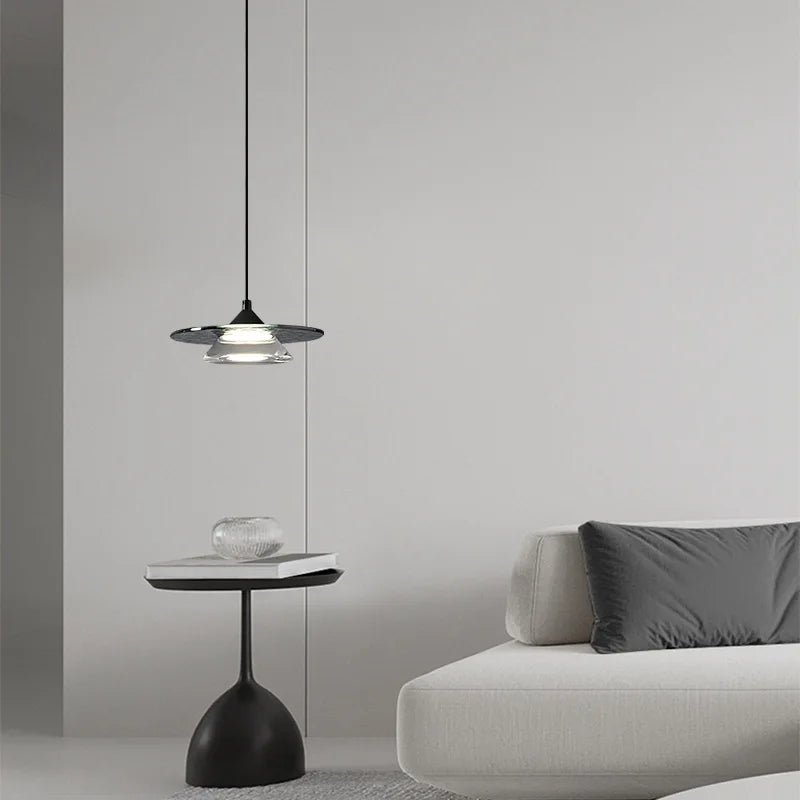 suspension led design moderne en verre et cuivre avec cordon réglable - vue 4 sur 9
