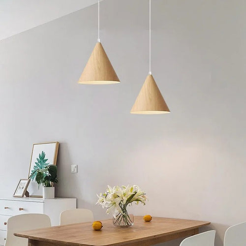 Suspension LED moderne en noyer massif