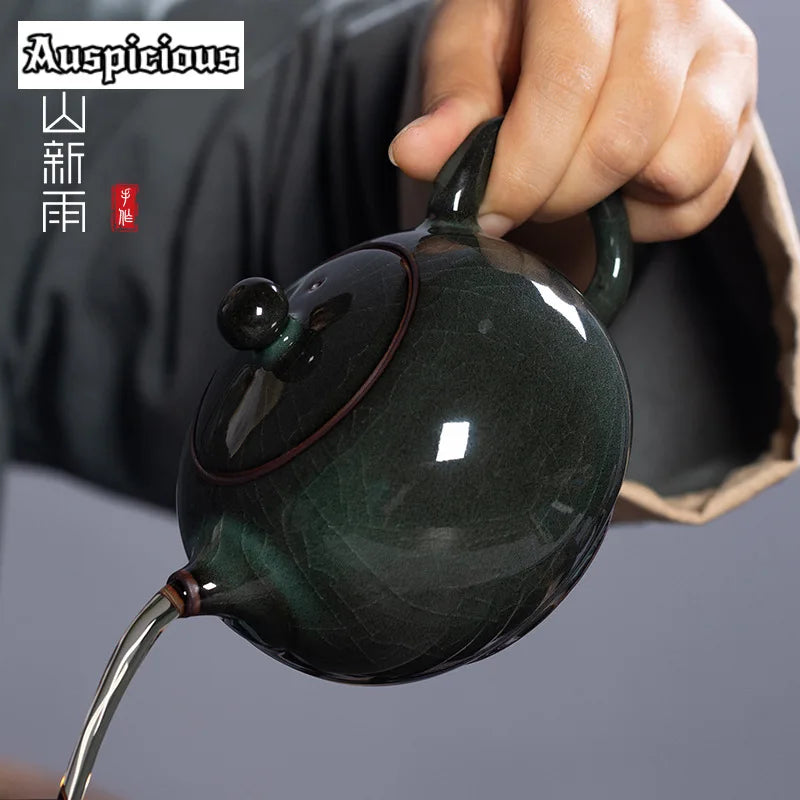 Theiere artisanale celadon craquele 300ml style longquan luxe