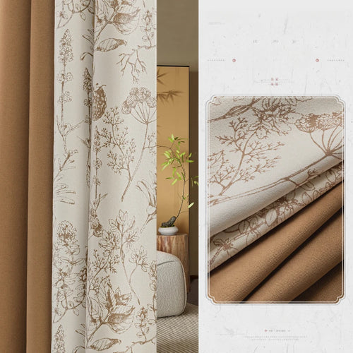 Rideau style chinois floral occultant pour salon chambre - vue 8 sur 9