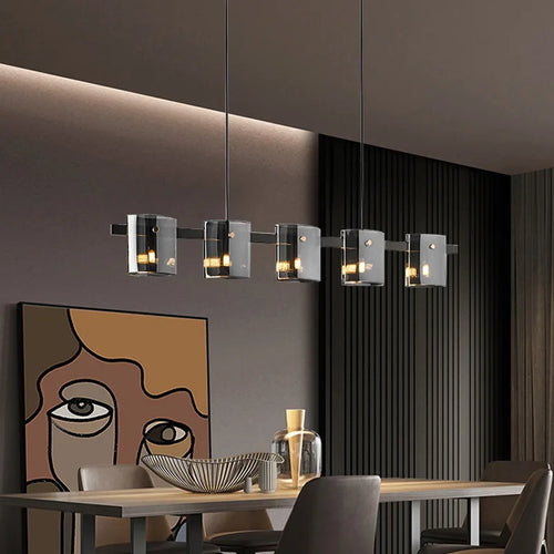 lustre italien minimaliste en verre pour éclairage moderne - vue 2 sur 12