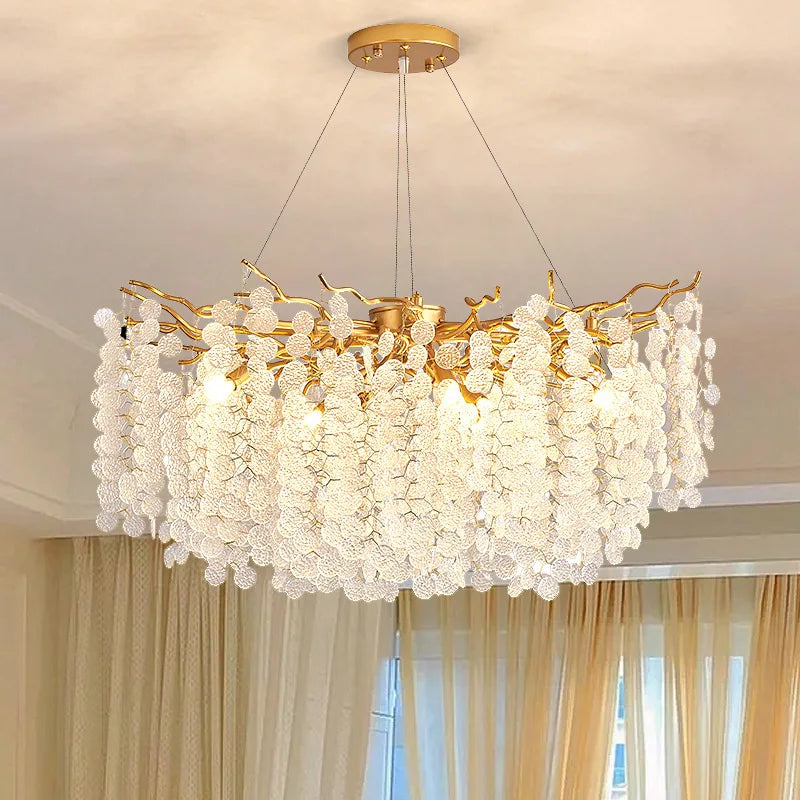lustre vintage en verre craquelé pour décoration intérieure à led