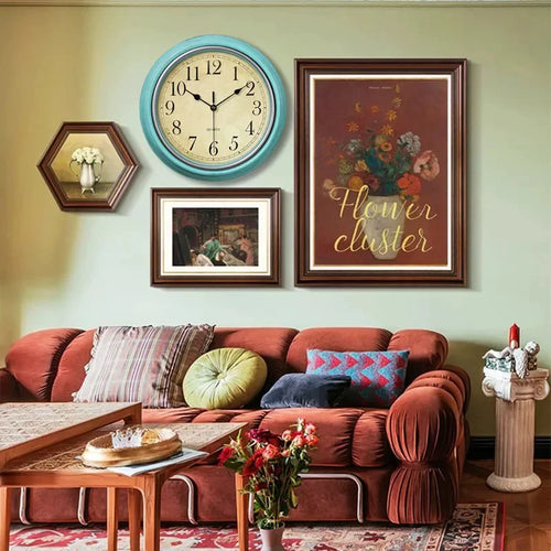 horloge murale rétro nordique silencieuse pour intérieur élégant - vue 7 sur 15