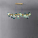 lustre led art deco verre bleu