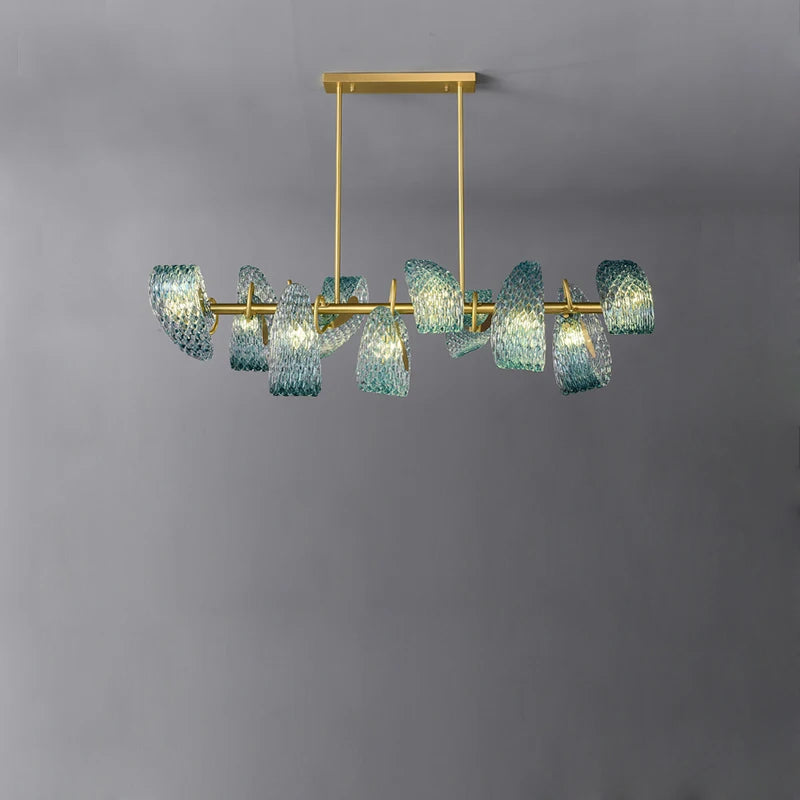 lustre led art deco verre bleu - vue 4 sur 21