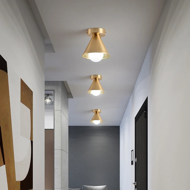 Balcony, American All Copper Ceiling, Small Ceiling Lamp, Nordic Modern Simple Cloakroom, Creative Porch, Entrance Hall Lamp - vue 4 sur 9