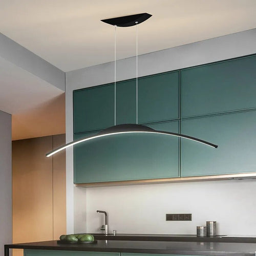 lustre suspension nordique ligne longue cuisine bar île éclairage - vue 3 sur 12
