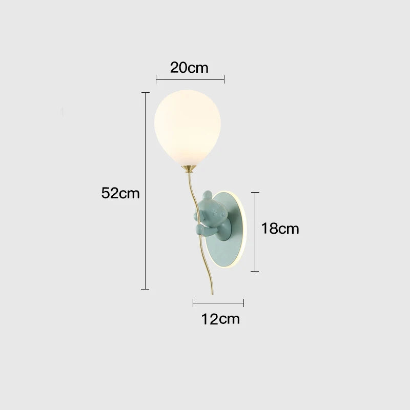 Creative and personalized cartoon children's room, bedroom, bedside wall lamp, artistic bear atmosphere wall light fixture - vue 9 sur 13