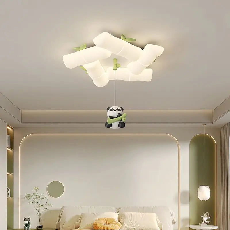 plafonnier panda en bambou pour chambre d'enfant et maternelle - vue 4 sur 8