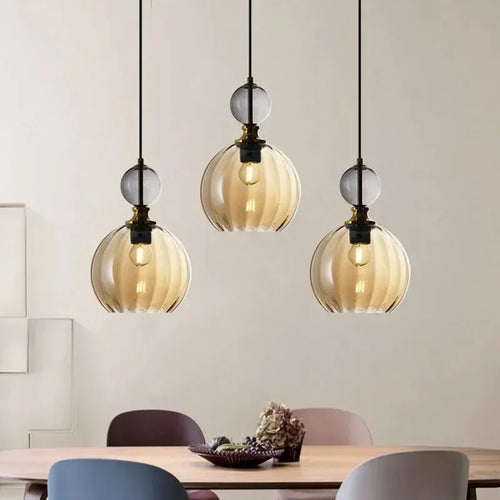 LED Suspension En Verre Nordique 1/3 Tête Colorée Bonbons Chambre Chambre D'enfant Luminaires Suspendus Pour Salle À Manger Lampes De Décoration Intérieure
