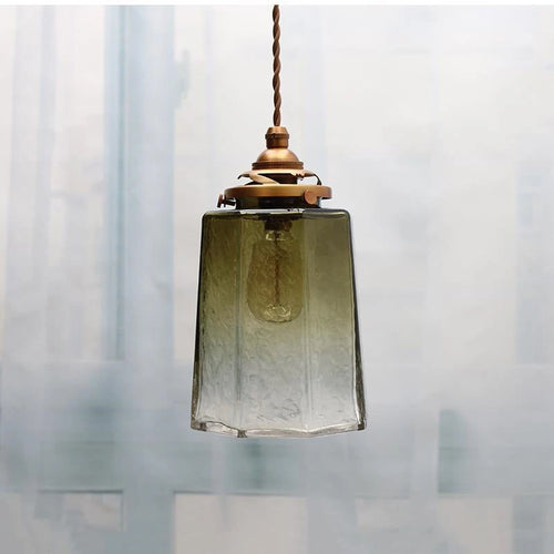 suspension de luxe en verre et cuivre luminaire antique décoratif - vue 8 sur 8