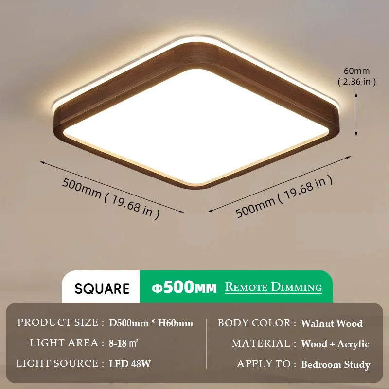 Walnut Wood Ceiling light, Wabi-sabi Simple Modern Vintage style, Bedroom lighting for Bathroom, Bedroom, dining room, Study - vue 15 sur 16