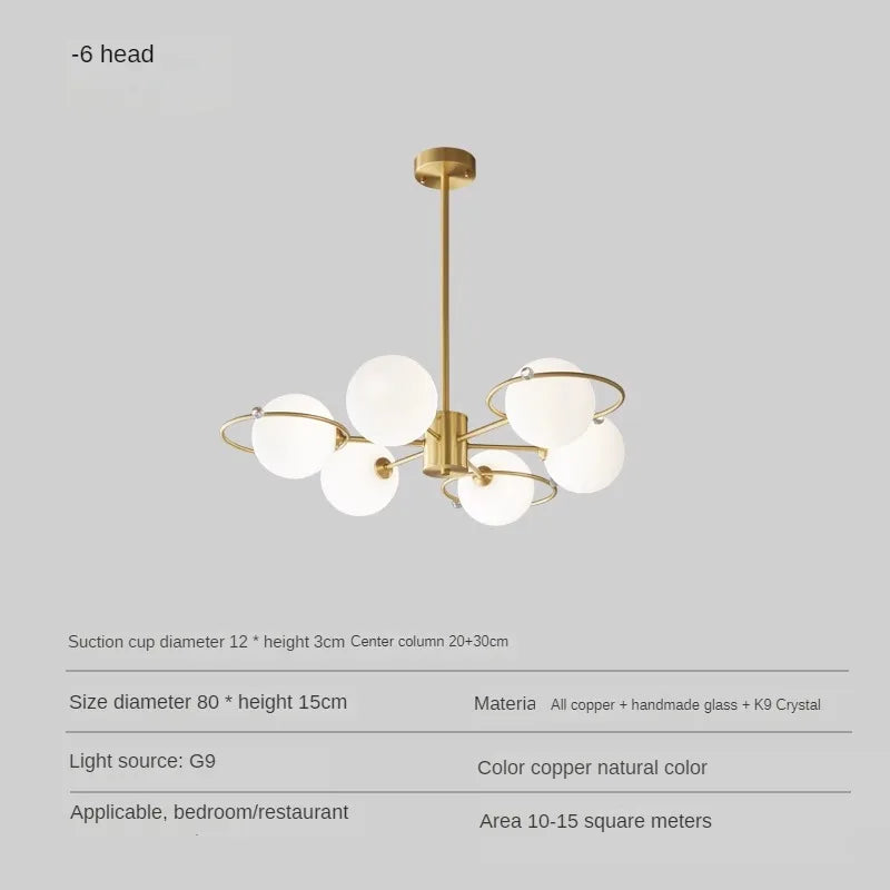 lustre en cuivre nordique design minimaliste moderne décoratif en verre