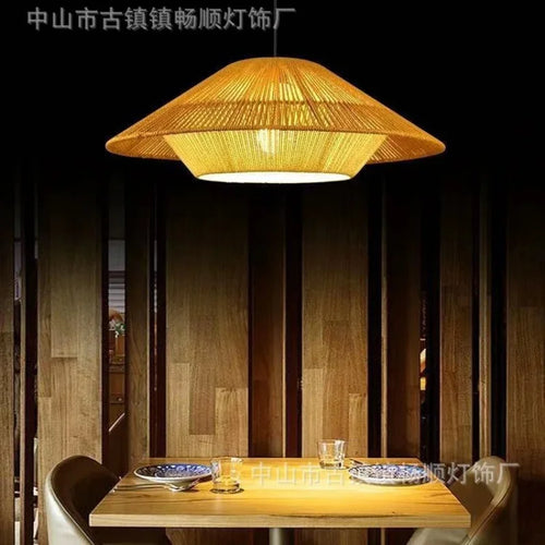 Rétro créatif corde de chanvre rotin chambres d'hôtes lampes Style silencieux rotin lampe de Table à manger Simple auberge salon lustre