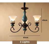lustre vintage en céramique design classique antique avec abat-jour verre