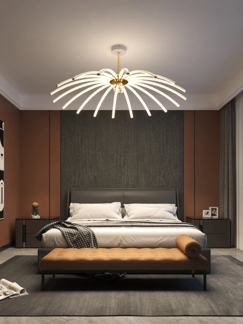 lustre moderne simple luxueux avec lampes led suspendues - vue 4 sur 11