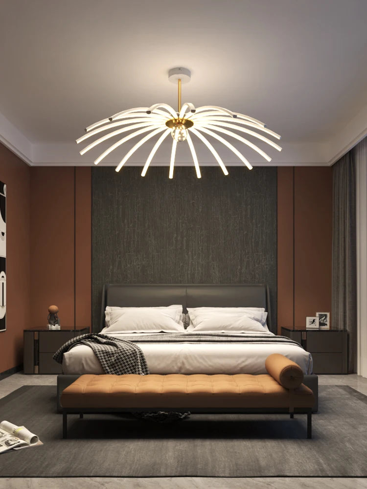 lustre moderne simple luxueux avec lampes led suspendues - vue 3 sur 11