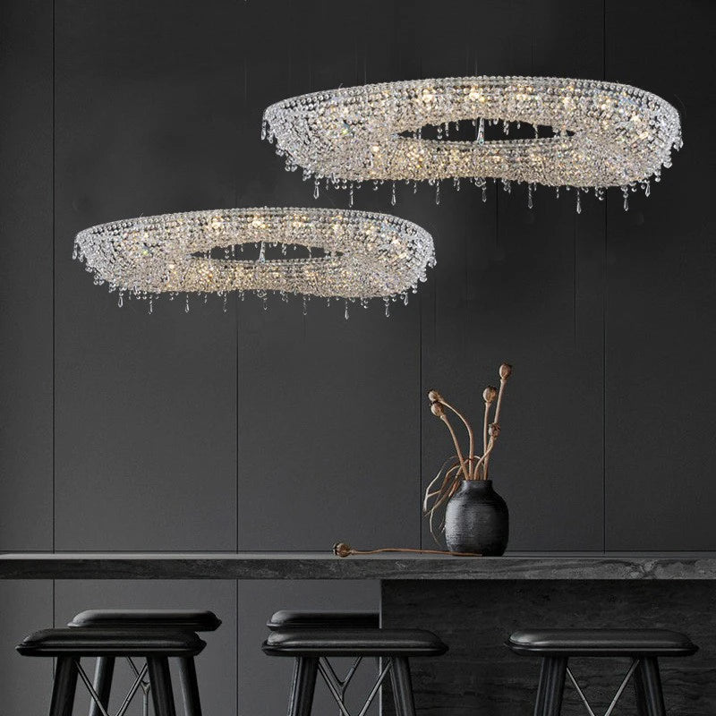 lustre en cristal transparent au design créatif et élégant - vue 5 sur 10