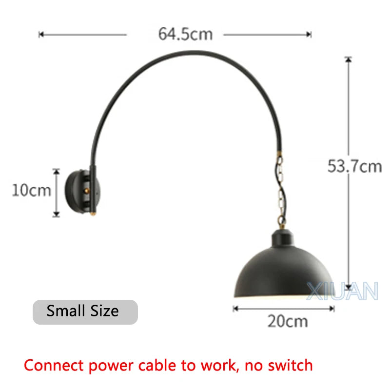 Long Pole Wall Lamps Industrial Vintage Living Room Wall Light Long Swing Arm Restaurant Dining Table Wall Mount Lights Black - vue 11 sur 14