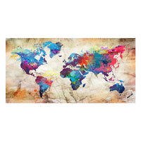 carte du monde vintage peinture sur toile art mural décoratif