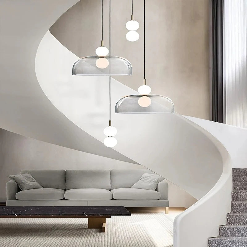 lustre moderne en verre pour éclairage intérieur élégant - vue 3 sur 8