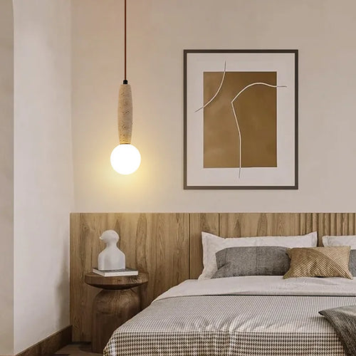 lustre led vintage avec suspension en pierre naturelle - vue 4 sur 6
