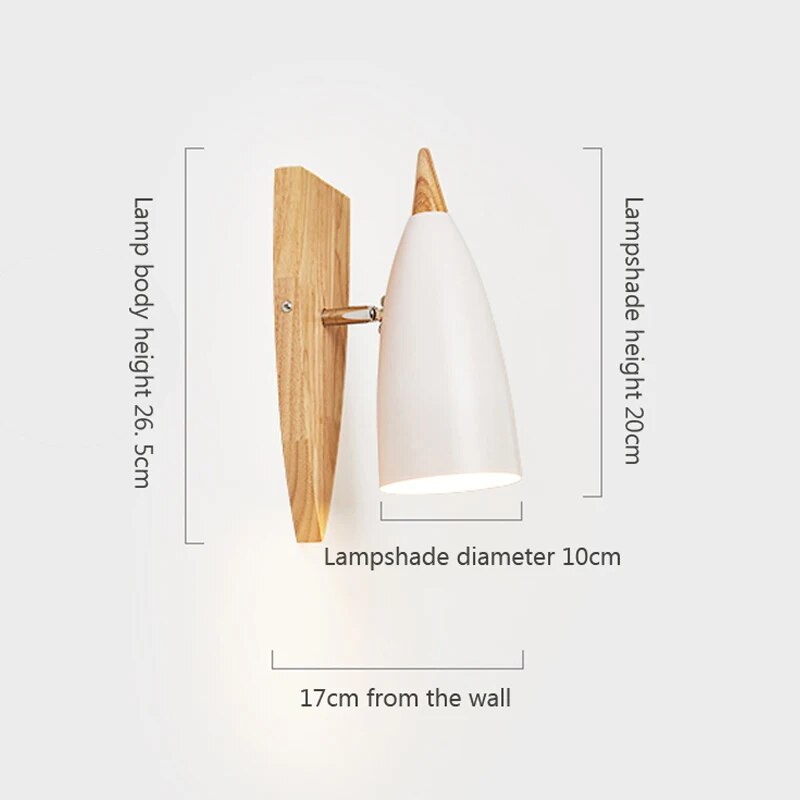 Applique moderne bois nordique LED chambre couloir éclairage - vue 5 sur 8