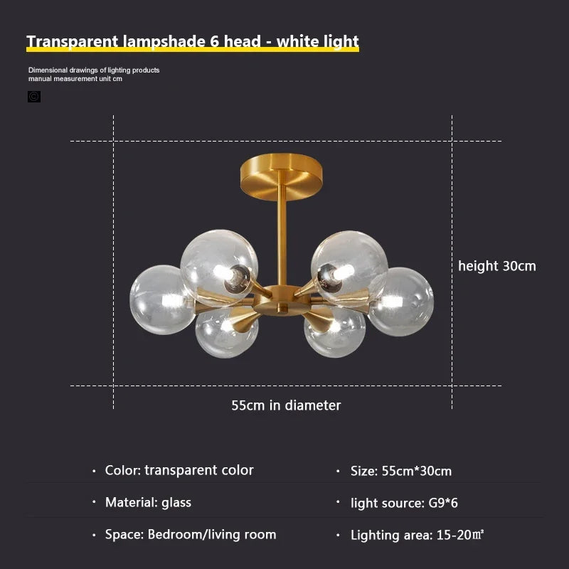 lustre nordique en verre blanc pour éclairage intérieur - vue 10 sur 23
