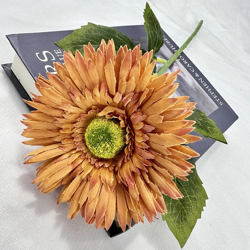 gerbera simple avec feuilles pour décoration de mariage et fête - vue 8 sur 15