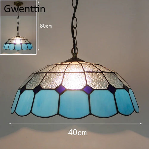 suspension en verre teinté style tiffany pour décoration intérieure - vue 26 sur 26