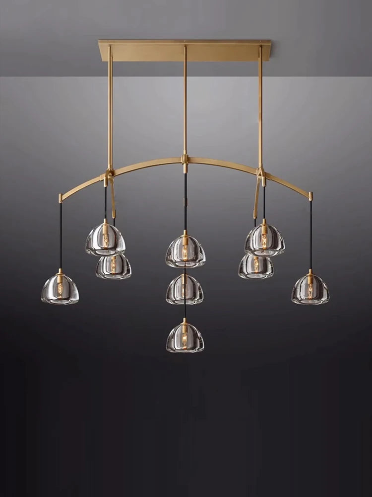 lustre vintage en cristal et cuivre pour éclairage intérieur - vue 6 sur 13