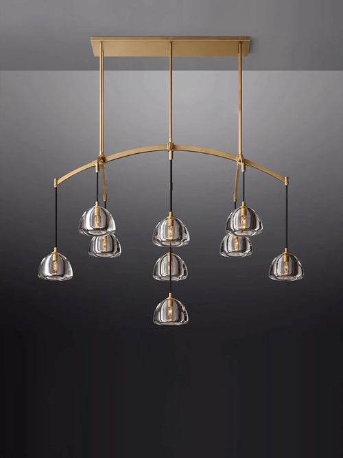 lustre vintage en cristal et cuivre pour éclairage élégant - vue 7 sur 13