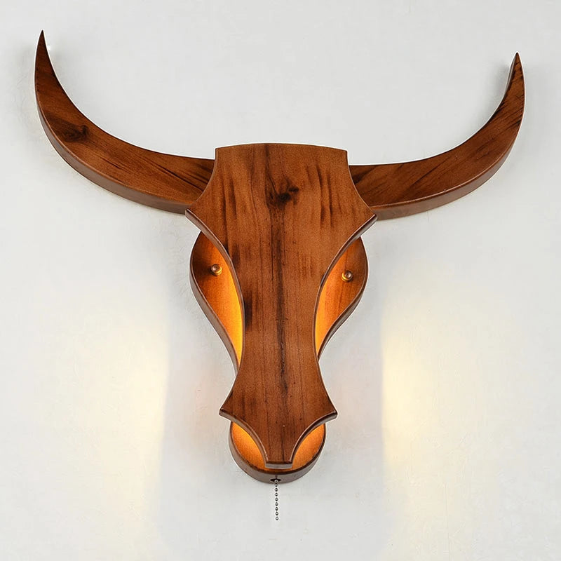 applique murale led style animal vache en bois vintage moderne