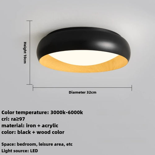 lampe minimaliste japonaise rétro circulaire anti éblouissement éclairage doux - vue 11 sur 12