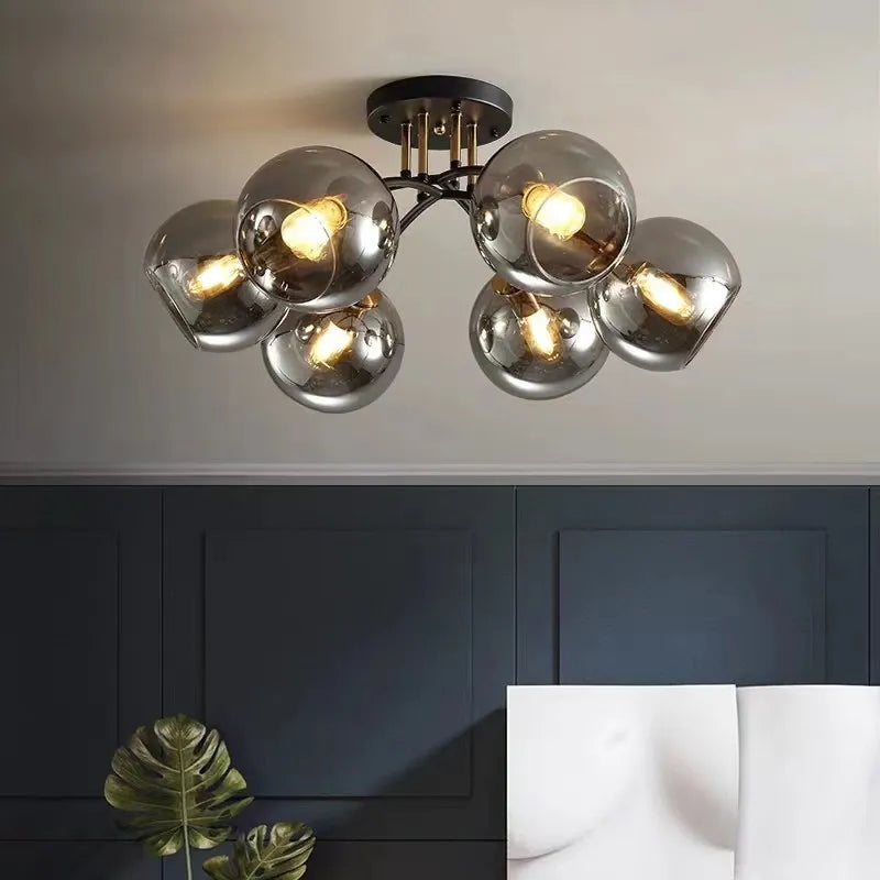 Lampe Plafonnier Verre Nordique Noir Or