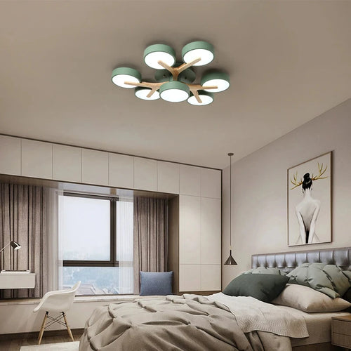 lustre moderne en bois pour décoration intérieure nordique lumineux - vue 3 sur 15