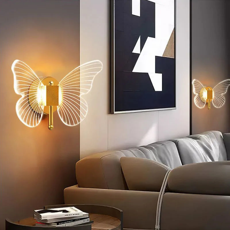 applique murale LED papillon intérieur nordique style cuivre
