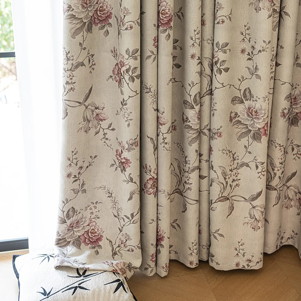 Rideau occultant floral élégant pour salon et chambre - vue 3 sur 7